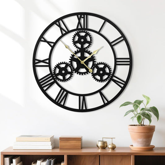 20inches/50cm Wall Clocks for Living Room Deco Non Ticking Silent Battery Operated Modern Vintage Roman Numeral Oversized Wall Clocks for Bedroom Kitchen Fireplace Office Farmhouse