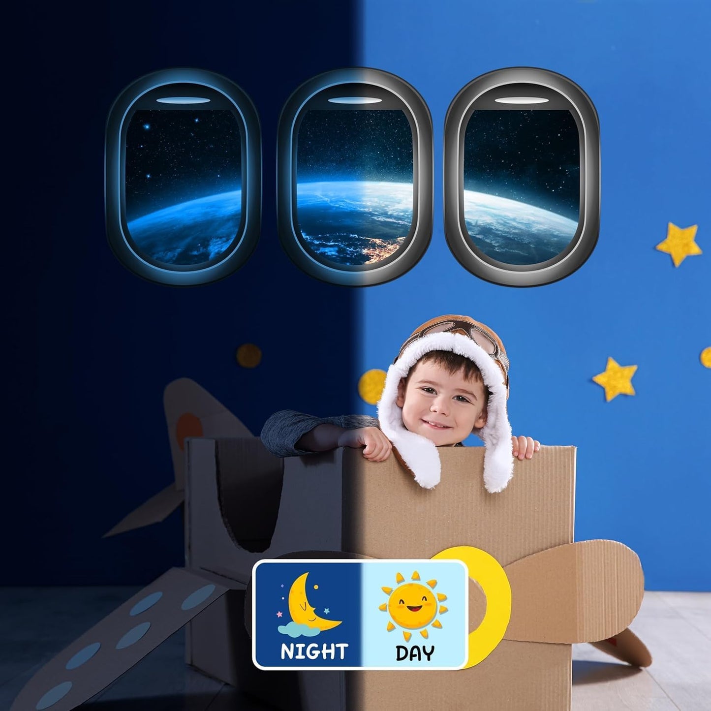 Quanhaigou Glow in The Dark 3D Space Wall Decals, Set of 3 Galaxy Window Stickers for Wall,Planet Themed Room Decor for Kids Boys