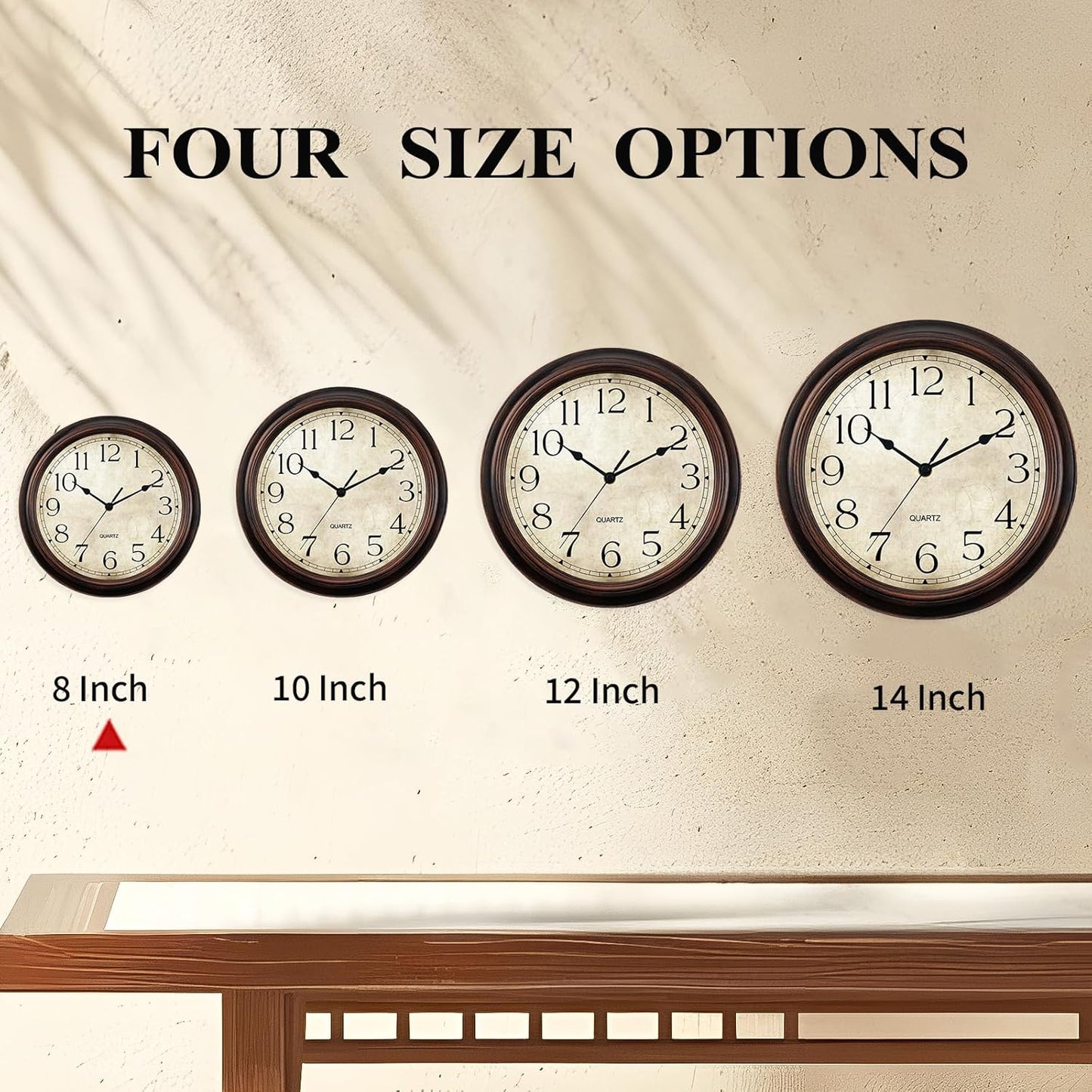 Wall Clock Battery Operated Vintage Silent Non-Ticking Analog Wall Clocks 8.5 Inch Small Retro Clock Decorative for Kitchen Bathroom Bedroom Home Office (Bronze)